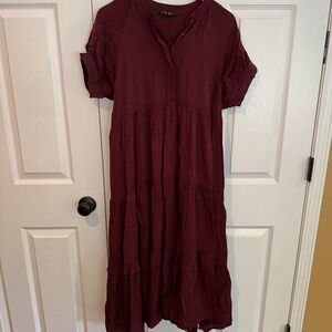 FOREO Deep Red Midi Dress